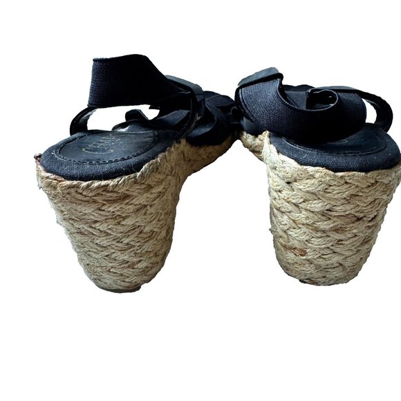 Chaps  Black Espadrille Wedge Sandals  Size 8 NEW NWOB - Picture 3 of 12